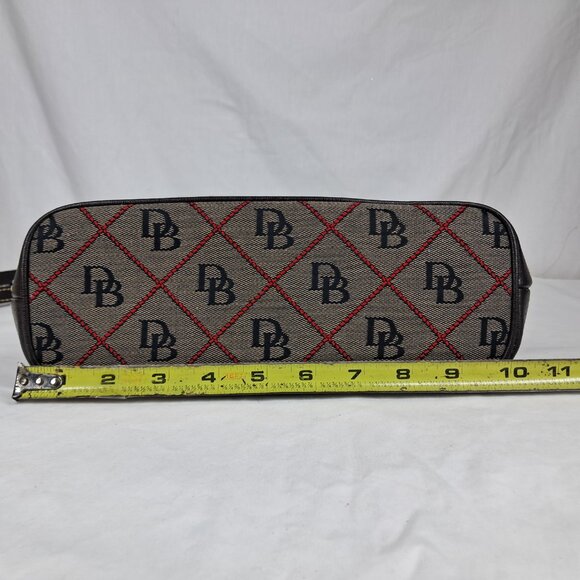 Dooney & Bourke Signature Monogram Canvas Brown Red Crossbody Purse Bag - Picture 8 of 15